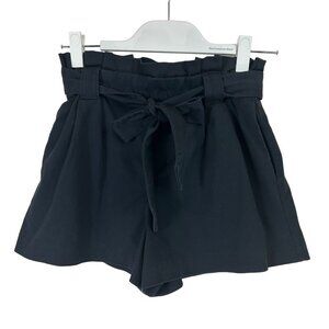 Zara Collection Womens High Wast Shorts Small Navy Paper Bag Short Ruffle